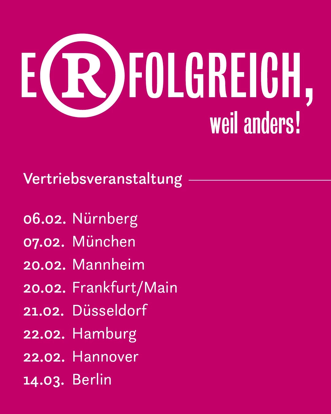 Einladung f&uuml;r Vertriebspartner: E&reg;folgreich... weil anders!